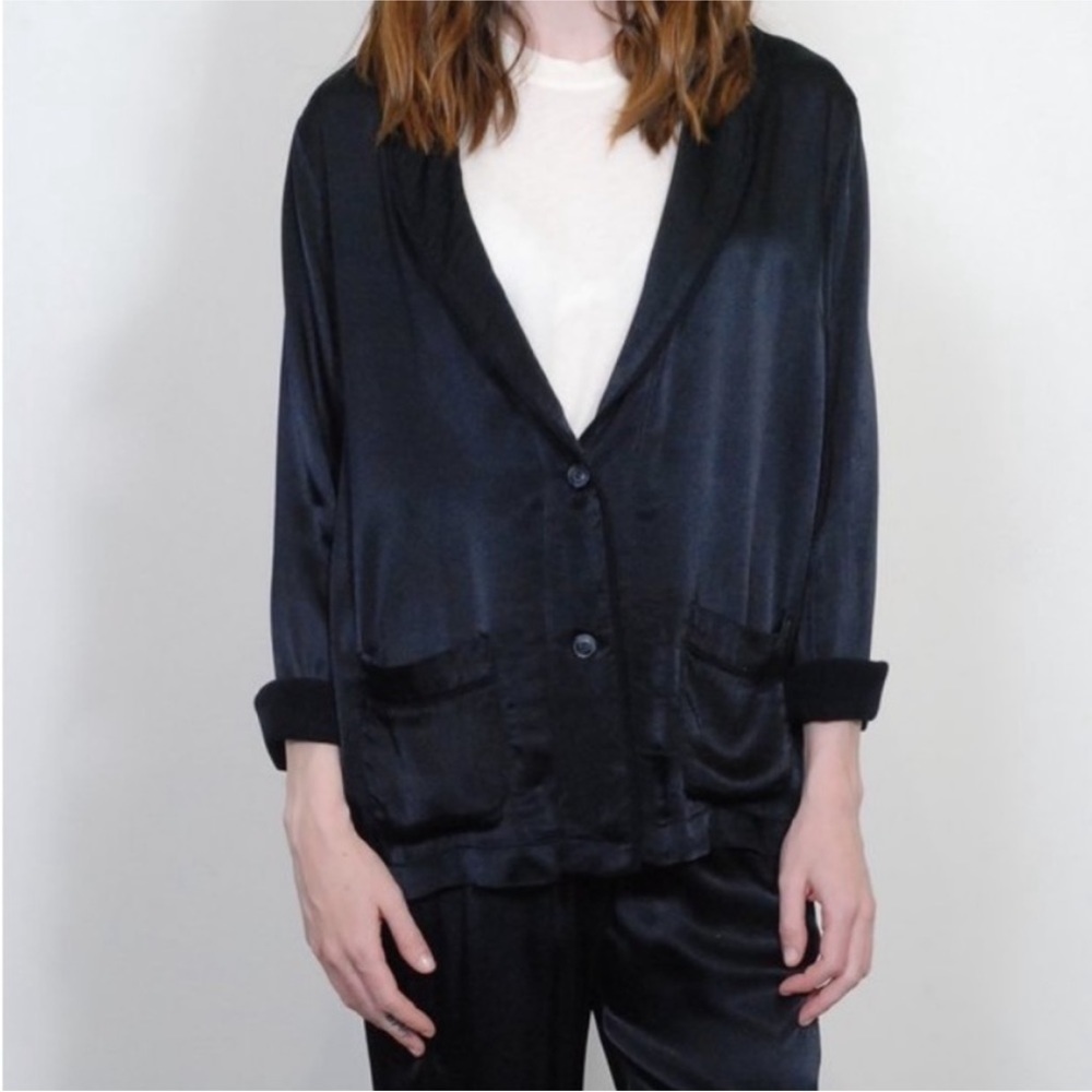XiRena JULES JACKET MIDNIGHT Holiday Satin Blazer size Large